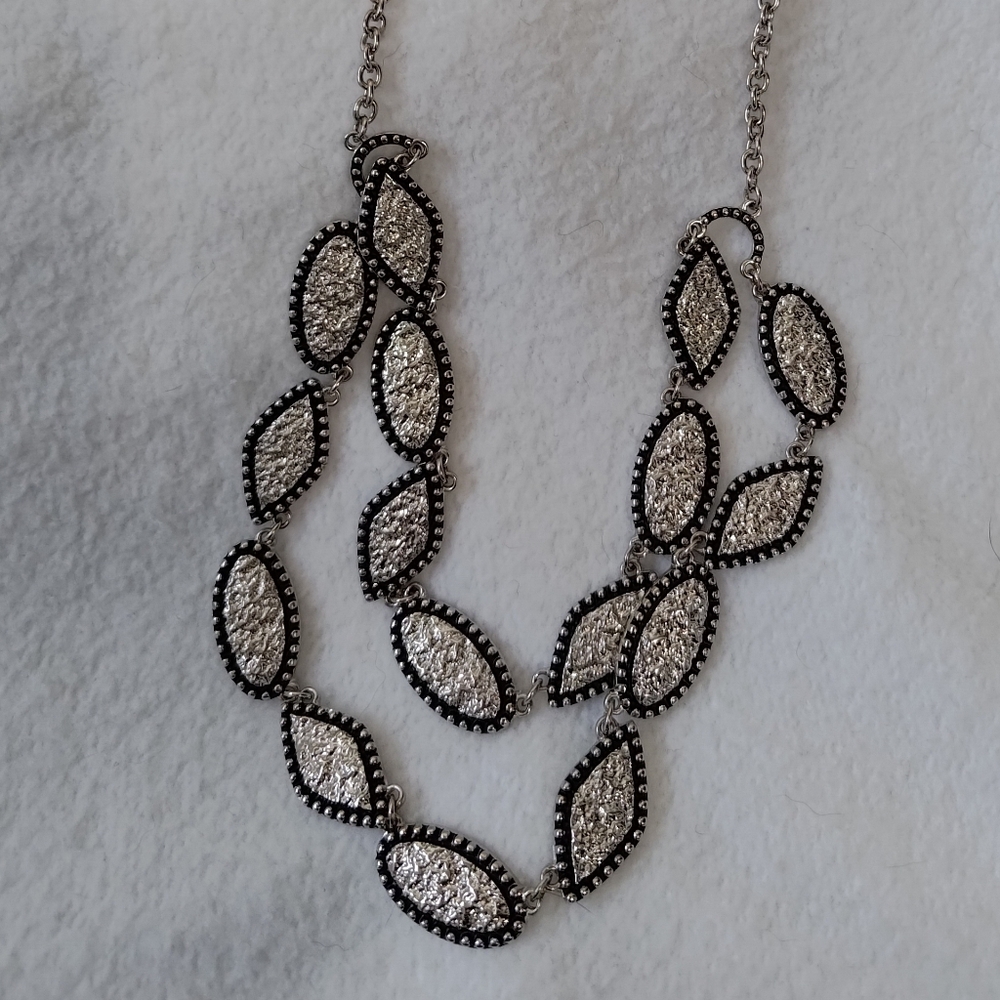 Erica Lyons Silver and Black Leaf Necklace